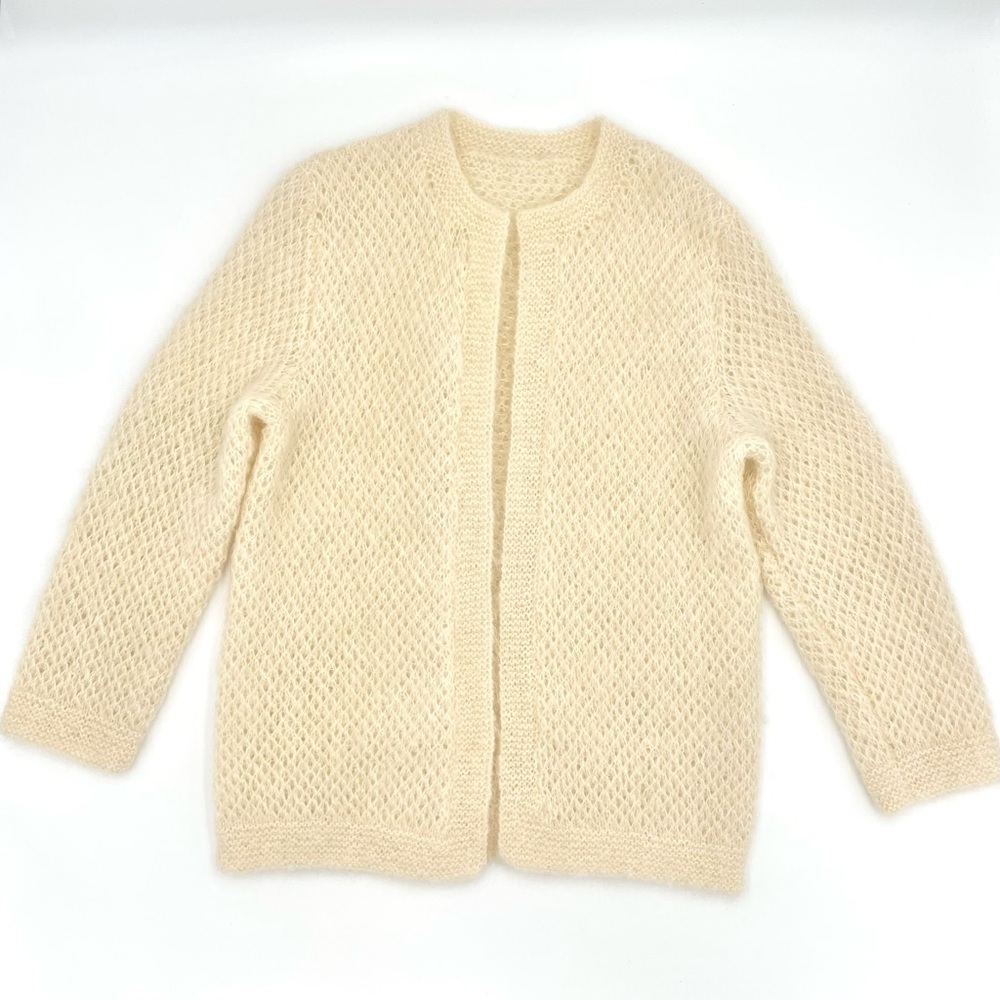 Handmade Sparkly Open‎ Cardigan Sweater Cream White Soft Angelcore Cottagecore